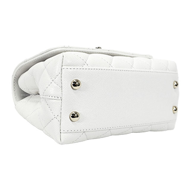 CHANEL Shoulder bag COCO Handle Mini Blanc (White) Graind Calf(Caviarskin) Champagne Gold HW AP4244[BRAND NEW][Authentic]