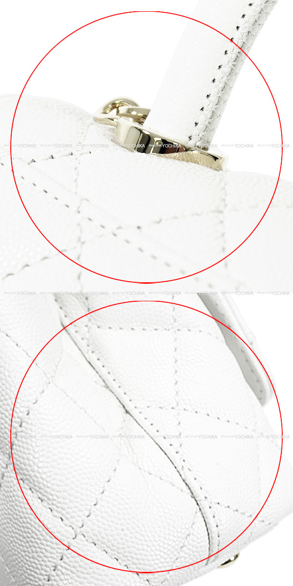 CHANEL Shoulder bag COCO Handle Mini Blanc (White) Graind Calf(Caviarskin) Champagne Gold HW AP4244[BRAND NEW][Authentic]