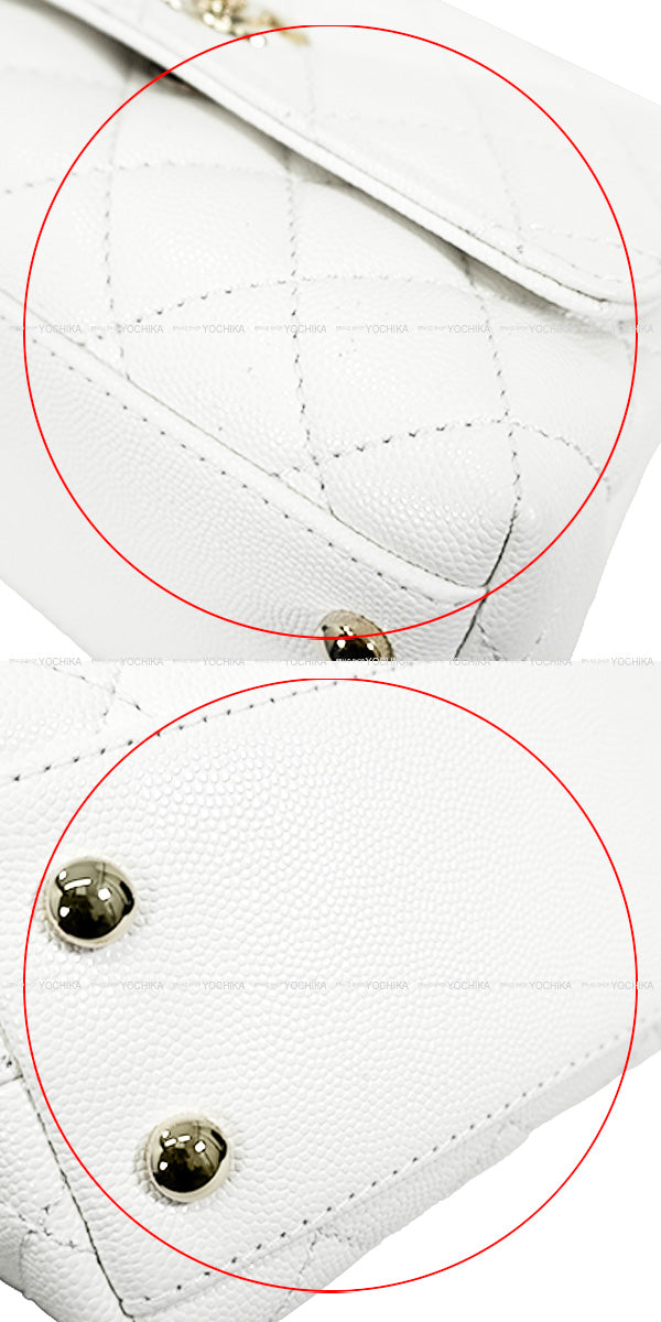CHANEL Shoulder bag COCO Handle Mini Blanc (White) Graind Calf(Caviarskin) Champagne Gold HW AP4244[BRAND NEW][Authentic]