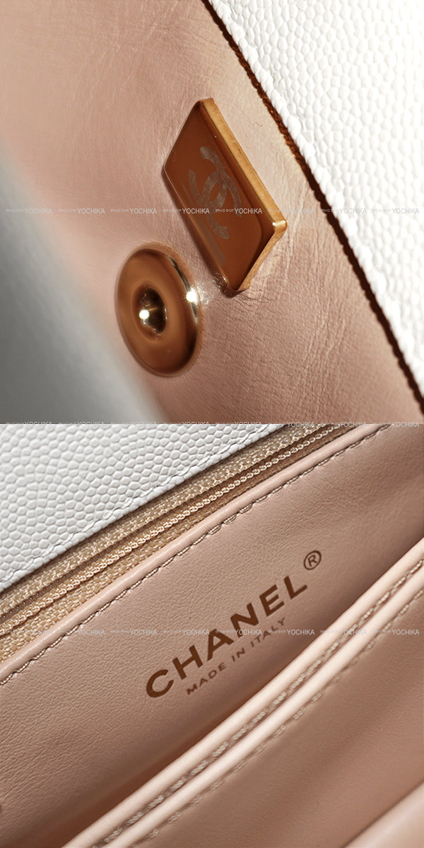 CHANEL Shoulder bag COCO Handle Mini Blanc (White) Graind Calf(Caviarskin) Champagne Gold HW AP4244[BRAND NEW][Authentic]