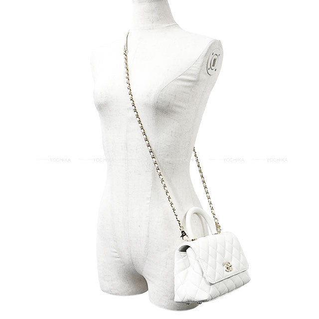 CHANEL Shoulder bag COCO Handle Mini Blanc (White) Graind Calf(Caviarskin) Champagne Gold HW AP4244[BRAND NEW][Authentic]