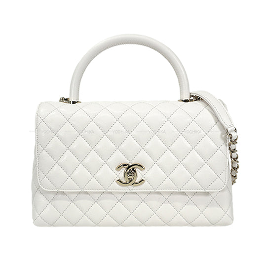 CHANEL Shoulder bag Matelasse COCO Handle Top Handle 29 Blanc (White) Graind Calf(Caviarskin) Champagne Gold HW A92991[BRAND NEW][Authentic]