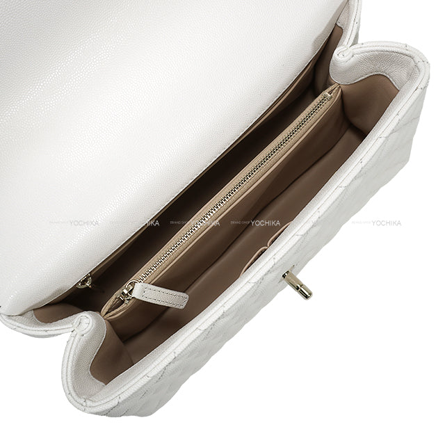 CHANEL Shoulder bag Matelasse COCO Handle Top Handle 29 Blanc (White) Graind Calf(Caviarskin) Champagne Gold HW A92991[BRAND NEW][Authentic]