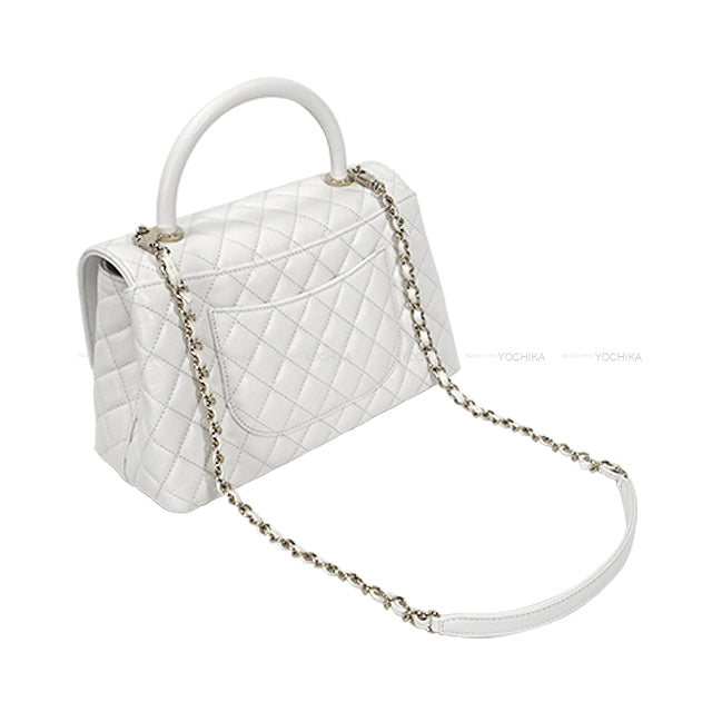 CHANEL Shoulder bag Matelasse COCO Handle Top Handle 29 Blanc (White) Graind Calf(Caviarskin) Champagne Gold HW A92991[BRAND NEW][Authentic]
