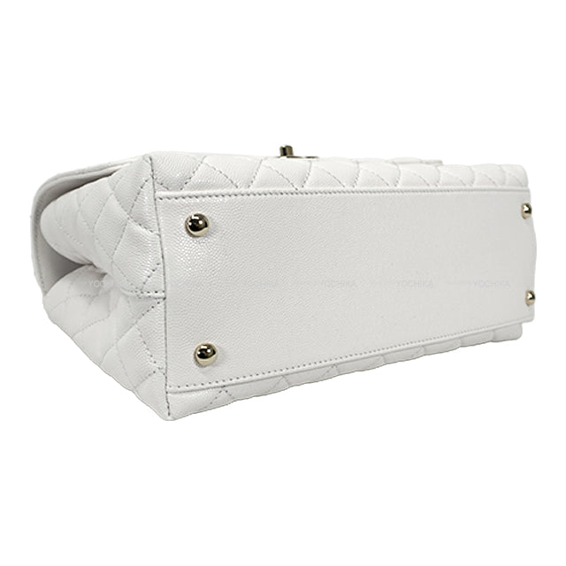 CHANEL Shoulder bag Matelasse COCO Handle Top Handle 29 Blanc (White) Graind Calf(Caviarskin) Champagne Gold HW A92991[BRAND NEW][Authentic]