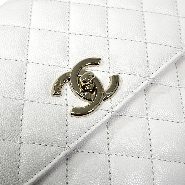 CHANEL Shoulder bag Matelasse COCO Handle Top Handle 29 Blanc (White) Graind Calf(Caviarskin) Champagne Gold HW A92991[BRAND NEW][Authentic]