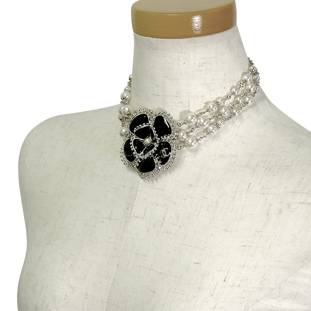 2024AW CHANEL choker Camelia COCO mark Pearl Noir (Black) Pearl /Strass Silver HW ABC205[BRAND NEW][Authentic]