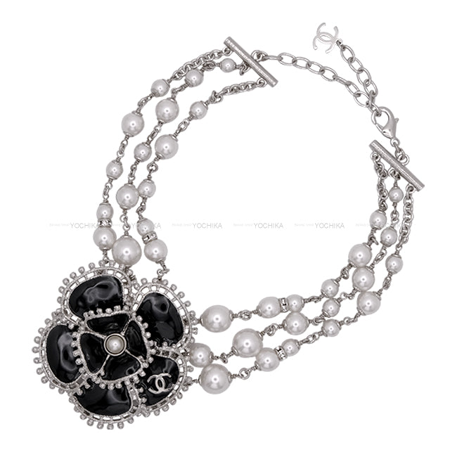 2024AW CHANEL choker Camelia COCO mark Pearl Noir (Black) Pearl /Strass Silver HW ABC205[BRAND NEW][Authentic]