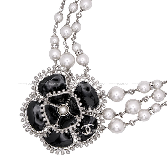 2024AW CHANEL choker Necklace Camelia COCO mark Pearl Noir (Black) Pearl /Strass Silver HW ABC205[BRAND NEW][Authentic]