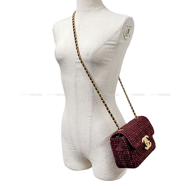 24-25AW CHANEL Shoulder bag Matelasse Coco mark Chain Mini Red Tweed Antique Gold HW AS5026[BRAND NEW][Authentic]