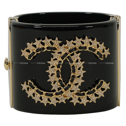 CHANEL bangle COCO mark Star rhinestone Noir (Black) Champagne Gold HW[BRAND NEW][Authentic]