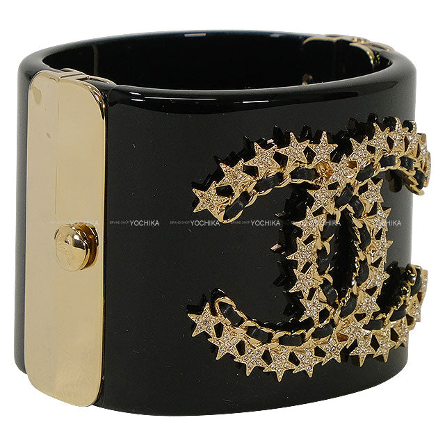 CHANEL bangle COCO mark Star rhinestone Noir (Black) Champagne Gold HW[BRAND NEW][Authentic]