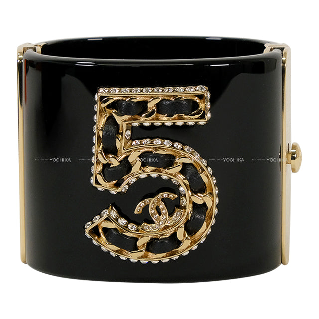 CHANEL bangle No.5 COCO Mark rhinestone Noir (Black) Champagne Gold HW[BRAND NEW][Authentic]
