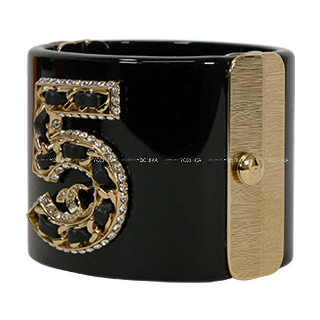 CHANEL bangle No.5 COCO Mark rhinestone Noir (Black) Champagne Gold HW[BRAND NEW][Authentic]