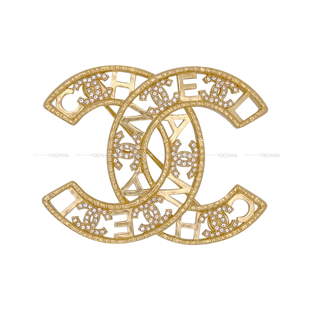 CHANEL broach COCO Mark Rhinestone Strass Logo Mix Gold Strass Antique Gold HW[EXCELLENT][Authentic]