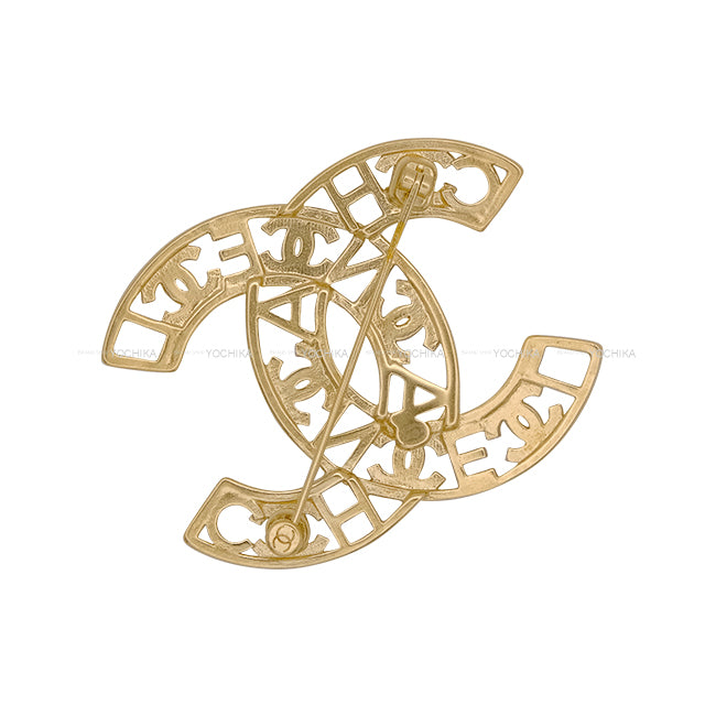 CHANEL broach COCO Mark Rhinestone Strass Logo Mix Gold Strass Antique Gold HW[EXCELLENT][Authentic]