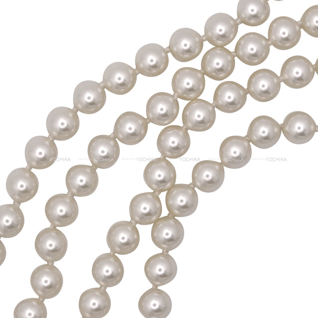 CHANEL necklace No.5 Pearl COCO mark Rhinestone Blanc (White) Pearl /Strass Champagne Gold HW ABA169[EXCELLENT][Authentic]
