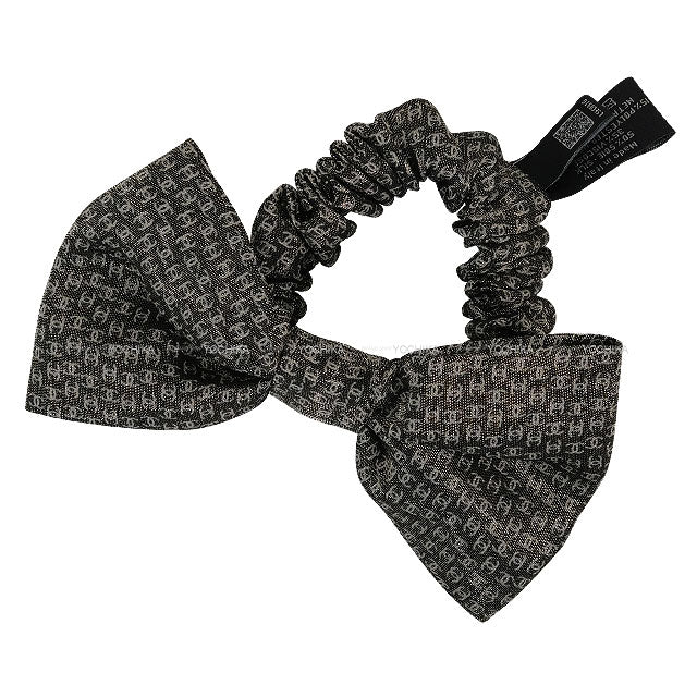 2025AW CHANEL hair accessories Chouchou Coco Mark Noir (Black)/Ivory Silk /Viscose/Polyester AAB193[BRAND NEW][Authentic]