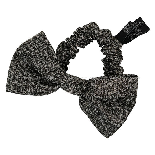 2025AW CHANEL hair accessories Chouchou Coco Mark Noir (Black)/Ivory Silk /Viscose/Polyester AAB193[BRAND NEW][Authentic]