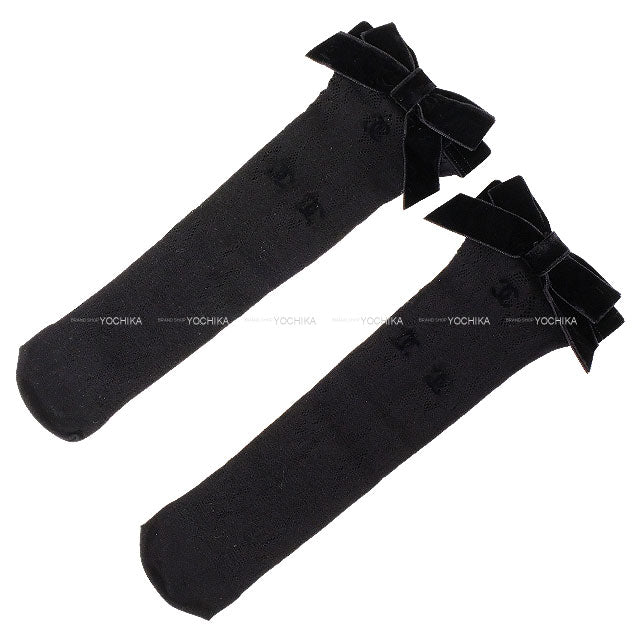CHANEL Socks Coco Mark Ribbon mesh Lace Noir (Black)[BRAND NEW][Authentic]