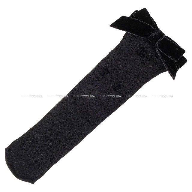 CHANEL Socks Coco Mark Ribbon mesh Lace Noir (Black)[BRAND NEW][Authentic]