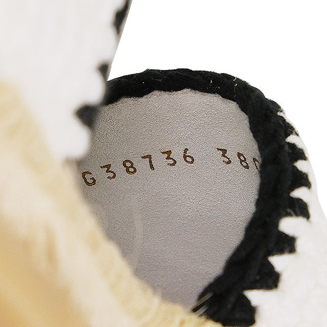 CHANEL sandals Coco Mark Espadrille Blanc (White)/Noir (Black) Fabric #38 Champagne Gold HW G38736[EXCELLENT][Authentic]