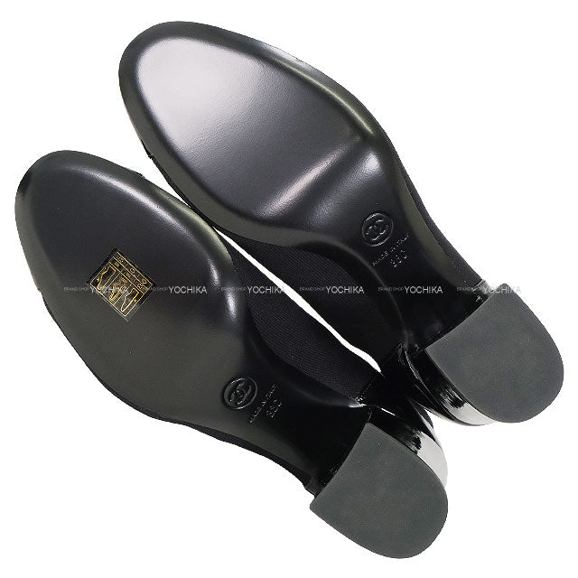 CHANEL boots Coco Mark Chunky heel Knit Noir (Black) Knit /Patent calfskin #38 G40134[EXCELLENT][Authentic]