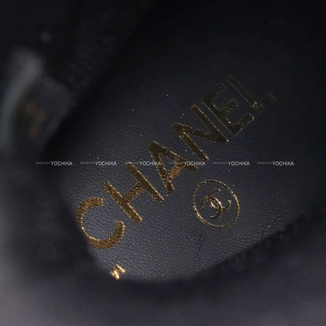 CHANEL boots Coco Mark Chunky heel Knit Noir (Black) Knit /Patent calfskin #38 G40134[EXCELLENT][Authentic]