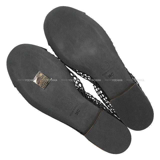 2025Cruise CHANEL ballet shoes(flat shoes) Flat Shoes Ballerina mesh COCO Mark Noir (Black) Grosgrain #38.5 G46188[BRAND NEW][Authentic]