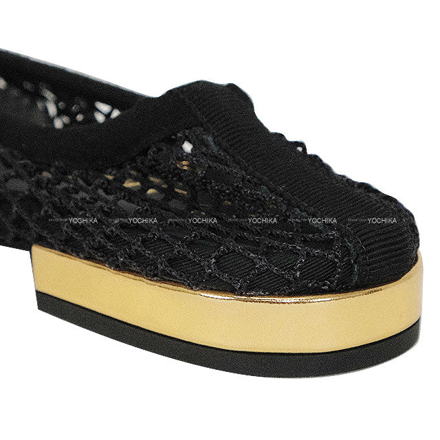 2025Cruise CHANEL ballet shoes(flat shoes) Flat Shoes Ballerina mesh COCO Mark Noir (Black) Grosgrain #38.5 G46188[BRAND NEW][Authentic]