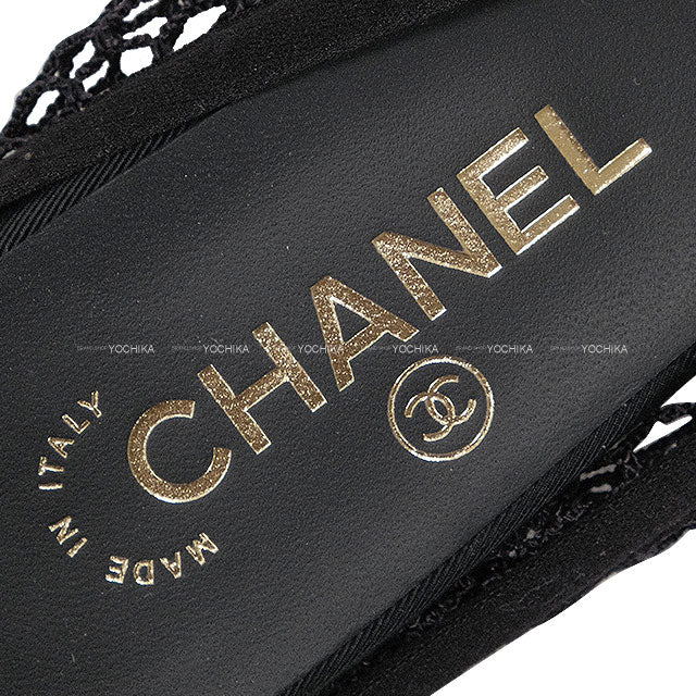 2025Cruise CHANEL ballet shoes(flat shoes) Flat Shoes Ballerina mesh COCO Mark Noir (Black) Grosgrain #38.5 G46188[BRAND NEW][Authentic]