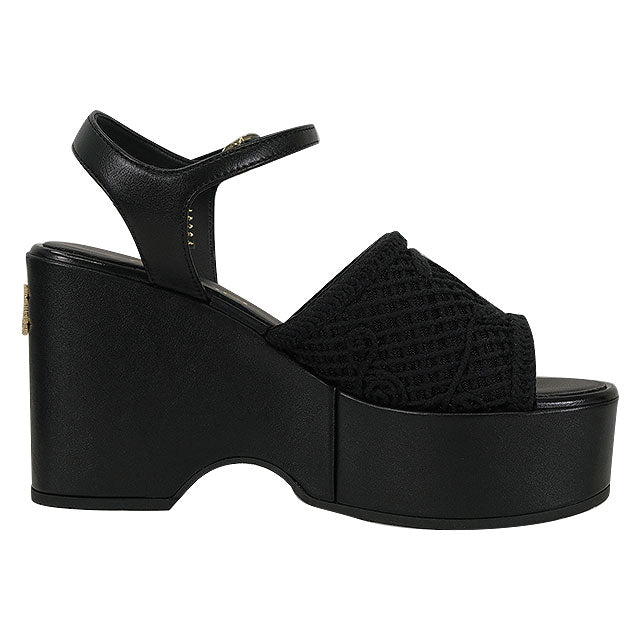 2025SS CHANEL sandals Wedge mesh strap COCO Mark Noir (Black) Calfskin #37.5 G46364[BRAND NEW][Authentic]