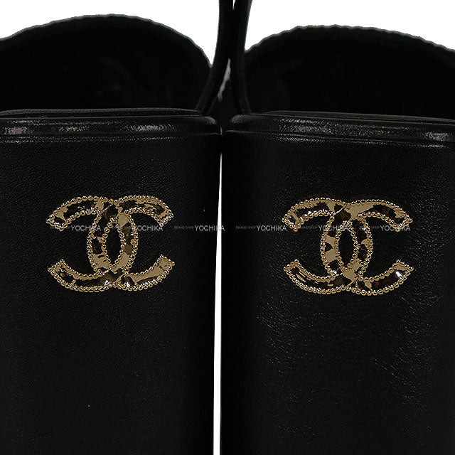 2025SS CHANEL sandals Wedge mesh strap COCO Mark Noir (Black) Calfskin #37.5 G46364[BRAND NEW][Authentic]