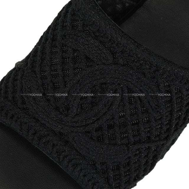 2025SS CHANEL sandals Wedge mesh strap COCO Mark Noir (Black) Calfskin #37.5 G46364[BRAND NEW][Authentic]