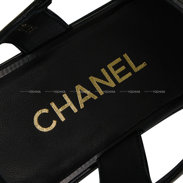 2025SS CHANEL sandals Wedge mesh strap COCO Mark Noir (Black) Calfskin #37.5 G46364[BRAND NEW][Authentic]