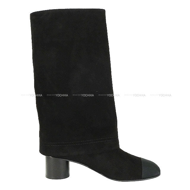2025SS CHANEL boots Leg cover COCO mark Pearl Noir (Black) Suede #38.5 Gold HW G46678[BRAND NEW][Authentic]