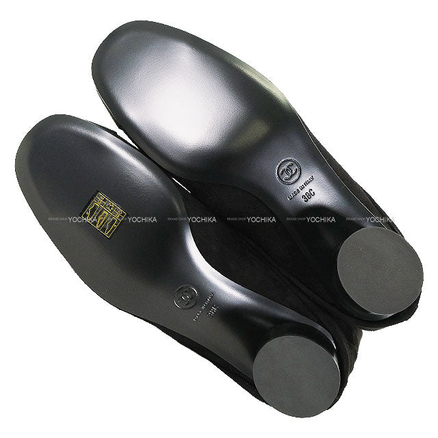 2025SS CHANEL boots Leg cover COCO mark Pearl Noir (Black) Suede #38.5 Gold HW G46678[BRAND NEW][Authentic]