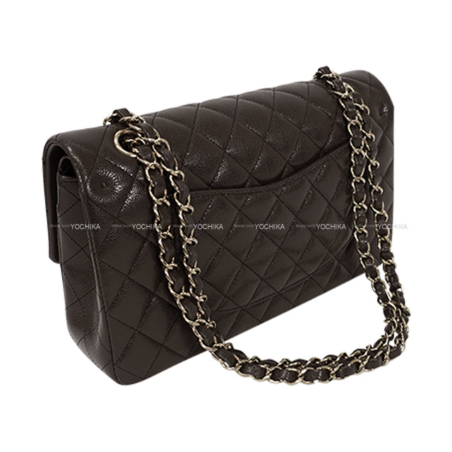 CHANEL Shoulder bag Matelasse 25 Double Flap Chain Chocolat Chocolat Graind Calf(Caviarskin) Champagne Gold HW A01112[BRAND NEW][Authentic]