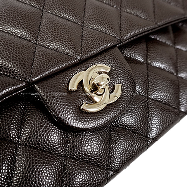 CHANEL Shoulder bag Matelasse 25 Double Flap Chain Chocolat Chocolat Graind Calf(Caviarskin) Champagne Gold HW A01112[BRAND NEW][Authentic]