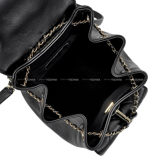 [Pre-loved] CHANEL Backpack/daypack/Ruck sack Matelasse Duma COCO Mark Noir (Black) Lambskin Champagne Gold HW AS2908[LIKE NEW][Authentic]