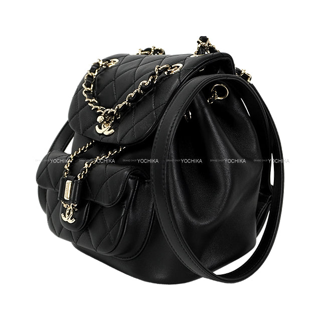 [Pre-loved] CHANEL Backpack/daypack/Ruck sack Matelasse Duma COCO Mark Noir (Black) Lambskin Champagne Gold HW AS2908[LIKE NEW][Authentic]