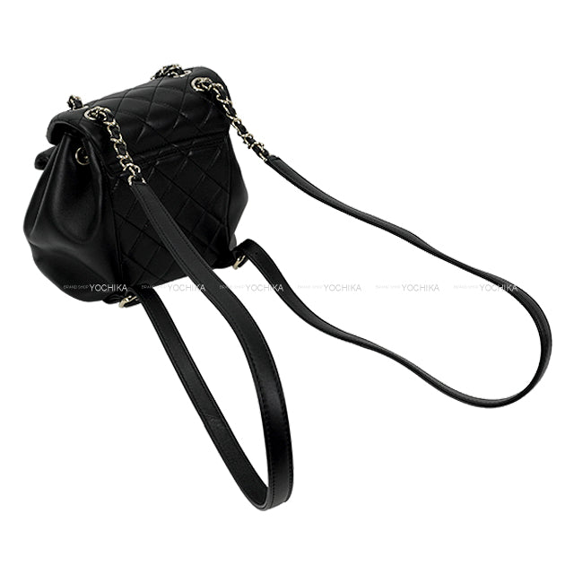 [Pre-loved] CHANEL Backpack/daypack/Ruck sack Matelasse Duma COCO Mark Noir (Black) Lambskin Champagne Gold HW AS2908[LIKE NEW][Authentic]