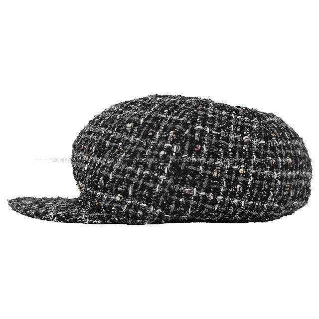 CHANEL Casquette Tweed Cap Coco Mark Noir (Black)/Multicolor Wool Cotton Tweed Silver HW AAA224[BRAND NEW][Authentic]
