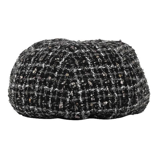 CHANEL Casquette Tweed Cap Coco Mark Noir (Black)/Multicolor Wool Cotton Tweed Silver HW AAA224[BRAND NEW][Authentic]