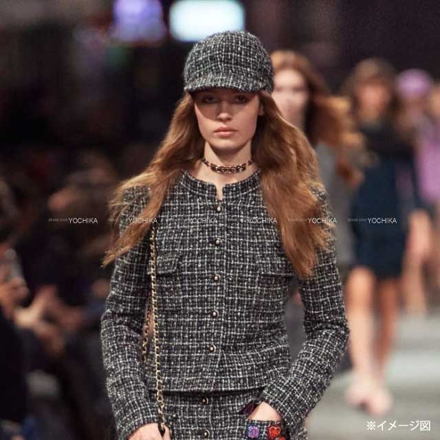 CHANEL Casquette Tweed Cap Coco Mark Noir (Black)/Multicolor Wool Cotton Tweed Silver HW AAA224[BRAND NEW][Authentic]