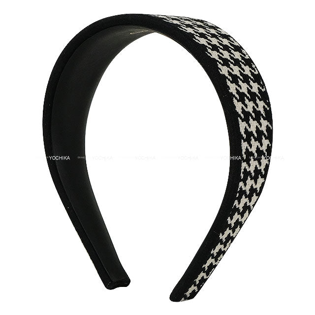 Dior hair accessories Headband Houndstooth Noir (Black)/Blanc (White) Leather/Fabric 35H8P958X132_C933[EXCELLENT][Authentic]