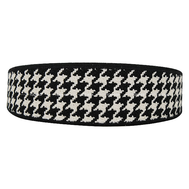 Dior hair accessories Headband Houndstooth Noir (Black)/Blanc (White) Leather/Fabric 35H8P958X132_C933[EXCELLENT][Authentic]