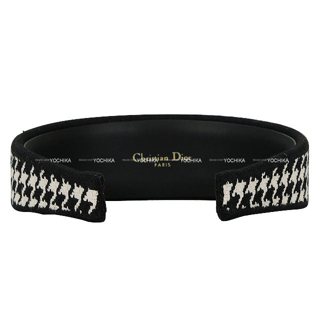 Dior hair accessories Headband Houndstooth Noir (Black)/Blanc (White) Leather/Fabric 35H8P958X132_C933[EXCELLENT][Authentic]