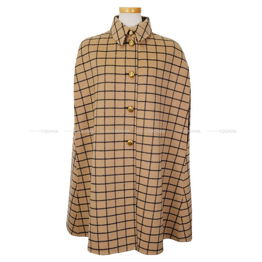 2024AW Dior Cape coat check Logo Button Beige Wool #38 250M63A1624[EXCELLENT][Authentic]
