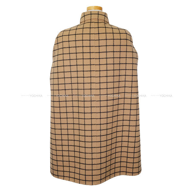 2024AW Dior Cape coat check Logo Button Beige Wool #38 250M63A1624[EXCELLENT][Authentic]
